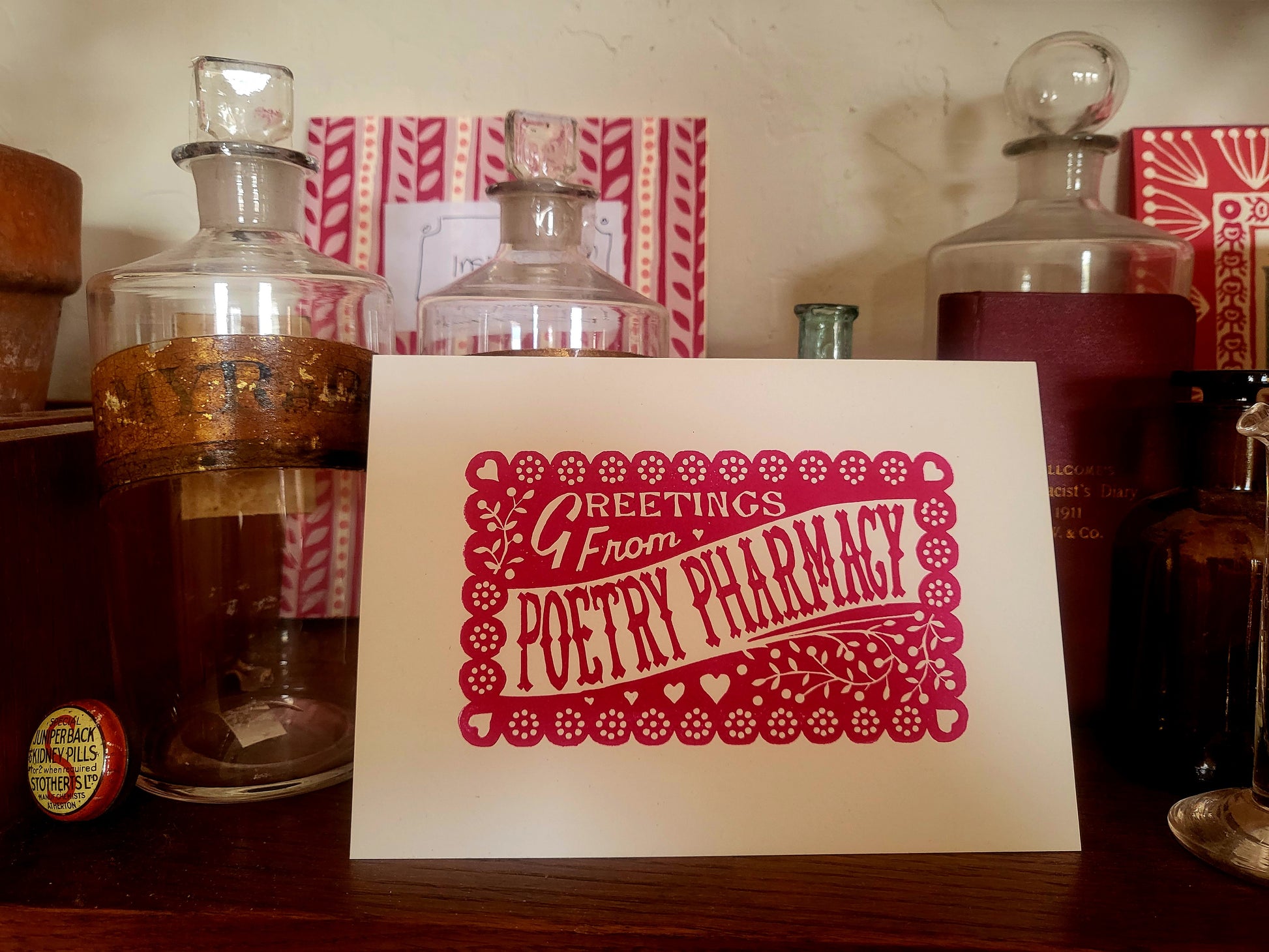 Greetings from the Poetry Pharmacy - card