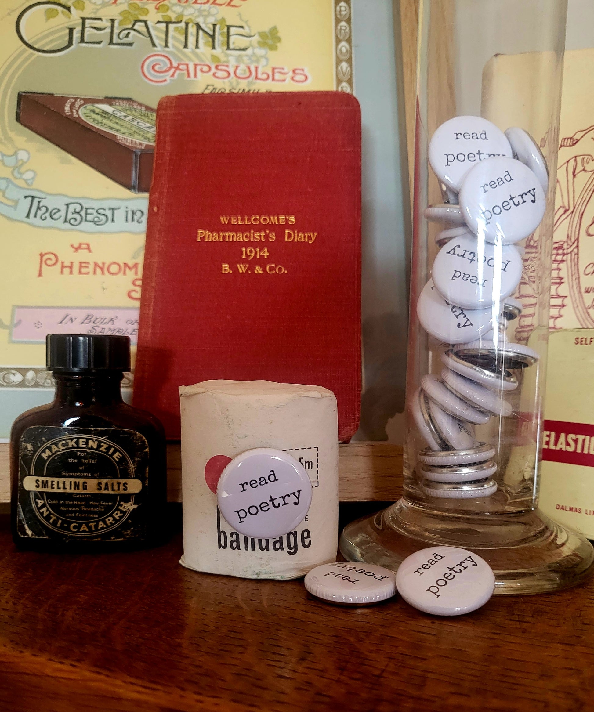 Poetry Pharmacy Button Badge